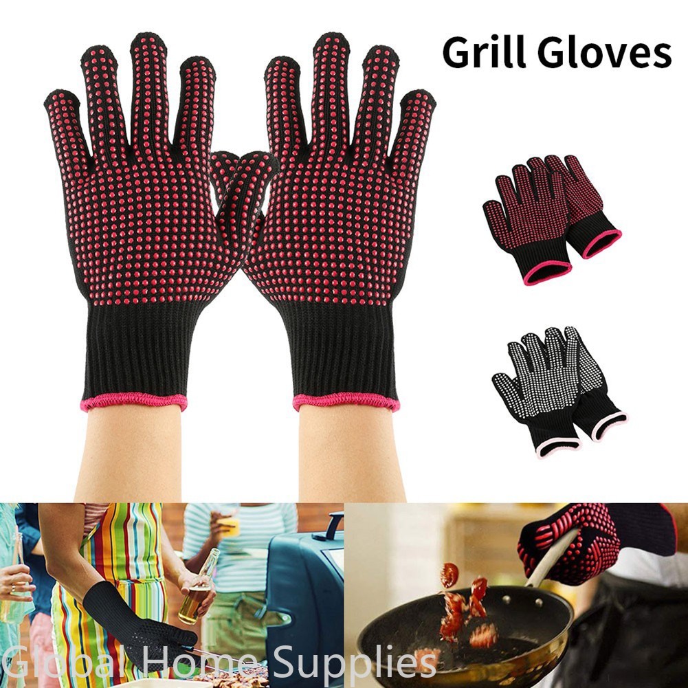 Oven Mitt Silicone - Barbecue Anti-scald Gloves Microwave Oven Baking