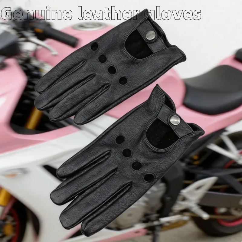 Leather Driving Glove - Comfortable Wearing Genuine Leather Moto Bike